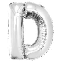 Balão letra D prateada 1 metro