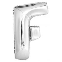 Balão letra F prateada 1 metro
