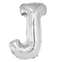 Balão letra J prateada 1 metro