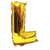 Balão Letra L Dourado Metalizado 40 Cm