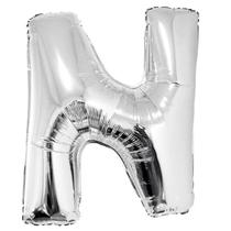 Balão letra N prateada 1 metro