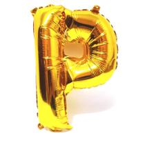 Balão Letra P Dourado Metalizado 40 Cm
