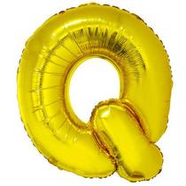 Balão letra Q dourada 1 metro