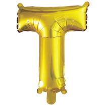 Balão letra T dourada 1 metro