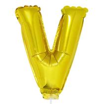 Balão letra V dourada 1 metro