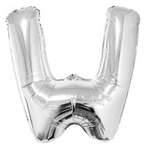 Balão letra W prateada 1 metro