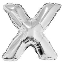 Balão letra X prateada 1 metro