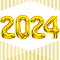 Balão LHOAVWE 2024 Gold, balões numéricos de 40 polegadas para o Ano Novo