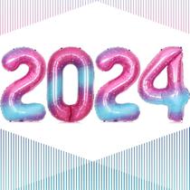 Balão LHOAVWE 2024 Gradient Rosa Choque Azul 40 polegadas
