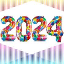 Balão LHOAVWE 2024 número 40 polegadas colorido para o ano novo