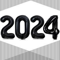 Balão LHOAVWE 2024 número 40 polegadas preto para o ano novo