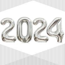 Balão LHOAVWE 2024 Silver, balões numéricos de 40 polegadas