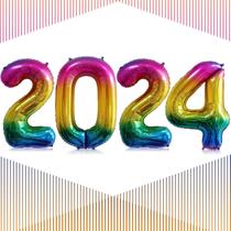 Balão LHOAVWE Rainbow 2024 número 40 polegadas para decoração de festa