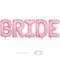 Balão Lingqiang BRIDE rosa pastel de 40 polegadas, letra de alumínio x5