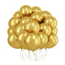 Balão Liso Cromado Ouro Premium 12 Uni Tamanho 16 - Inspire Sua Festa