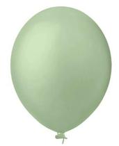 BALÃO LISO REDONDO - PIC PIC Nº 16 - VERDE EUCALIPTO - Pacote com 12 unidades
