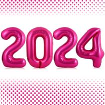 Balão Lovoir 2024 número 2024 rosa choque, folha de mylar de 1 m Balão Lovoir 2024 número 2024 rosa choque, folha de mylar de 1 m