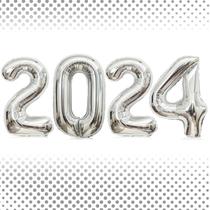 Balão Lovoir 2024 Número 2024 Silver 1m para festa de Ano Novo