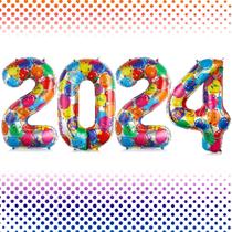 Balão Lovoir 2024 Número 40cm Impressão colorida em gradiente Balão Lovoir 2024 Número 40cm Impressão colorida em gradiente