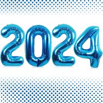 Balão Lovoir 40cm Lake Blue Número 2024 Foil Helium