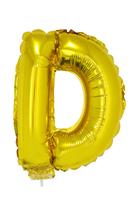 Balão Metalizado 16" Funny Letra D Dourado com Suporte