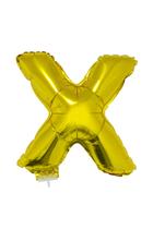 Balão Metalizado 16" Funny Letra X Dourado com Suporte