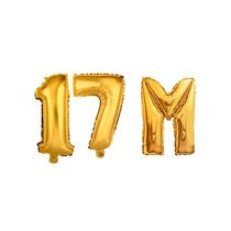 Balão Metalizado 17M Comemoração Números Grandes 1m Dourado Balão Metalizado 17M Comemoração Números Grandes 1m Dourado