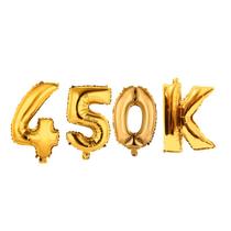 Balão Metalizado 450k Comemoração Números Grandes 1m Dourado Balão Metalizado 450k Comemoração Números Grandes 1m Dourado