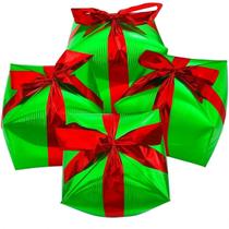 Balão Metalizado 4D Presente Verde Natal Arvore Aniversario Gigante Grande 65cm Balão Metalizado 4D Presente Verde Natal Arvore Aniversario Gigante Grande 65cm