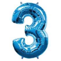 Balao metalizado 75cm azul numero 3 Balao metalizado 75cm azul numero 3