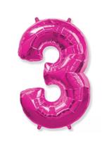 Balao metalizado 75cm rosa numero 3 Balao metalizado 75cm rosa numero 3