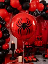 Balão Metalizado Aranha Redondo 45cm Festa Decoração