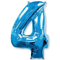 Balão Metalizado Azul Número 4 - 1 Metro
