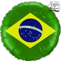 Balão Metalizado Bandeira do Brasil - 18 polegadas - Decoração Brasil