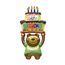 Balão Metalizado Birthday Cake Bear 24x65cm inflável Balão Metalizado Birthday Cake Bear 24x65cm inflável
