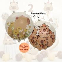Balão Metalizado Capivara Bola - Frente e Verso - 45 x 45 cm - Animare - Valor Unitário