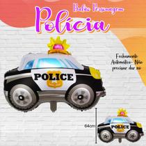 Balão Metalizado Carro de Polícia 64cm - Polícia Infantil.