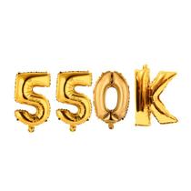 Balao Metalizado Comemoração 550k Seguidores Dourado Kit 4un