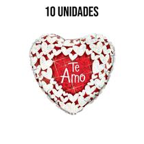 Balão Metalizado Coração Te Amo 18 Polegadas - 10 Unidades