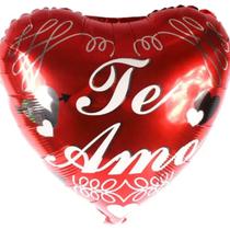 Balão Metalizado Coração Te Amo Vermelho e Branco - 18 ''