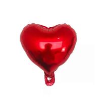 Balão Metalizado Coração Vermelho 10 Polegadas (25 cm) - 1 Unidade para Decoração de Festas