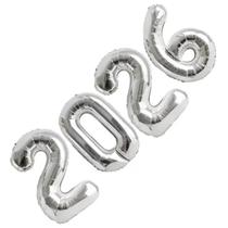 Balão Metalizado Decoração Ano Novo Reveillon 2026 Grande Prata