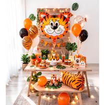 Balão Metalizado Decoração Festa Mini Cabeça De Tigre 41,5cm Balão Metalizado Decoração Festa Mini Cabeça De Tigre 41,5cm
