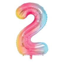 Balão Metalizado Degradê colorido forma número 2 para aníversários e festas 101 cm Unidade Balão Metalizado Degradê colorido forma número 2 para aníversários e festas 101 cm Unidade
