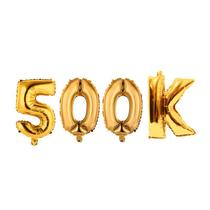 Balao Metalizado Dourado Comemoração 500k Instagram TikTok