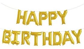 Balão Metalizado Dourado Happy Birthday Feliz Aniversário - Minha Torre Forte
