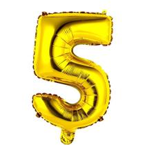 Balão Metalizado Dourado Número 5 - 40cm - Mundo Bizarro