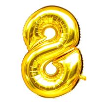 Balão Metalizado Dourado Número 8 - 1 Metro