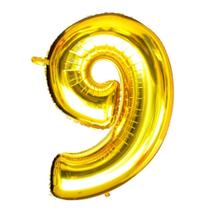 Balão Metalizado Dourado Número 9 - 1 Metro