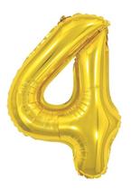 Balão Metalizado Dourado Ouro 16 Polegadas 40cm Número 4 - SacolasBR